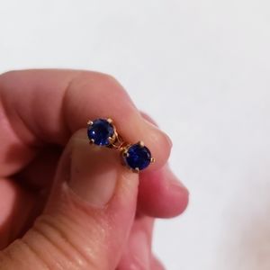 14K Blue Spinel Post Earrings